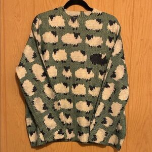 Green Sheep Pattern Sweater